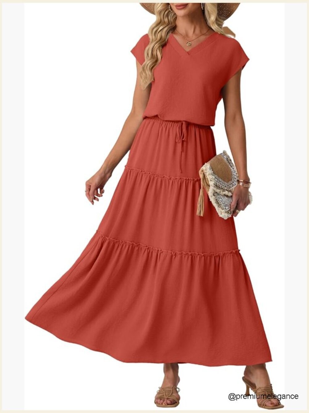 Flowy Maxi Skirt Set Cap Sleeve Top Two Piece Travel Outfit Pockets